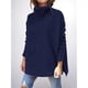 thumbnail image 5 of Suéteres de Cuello Alto de Gran Tamaño para Mujer, Larga de Murciélago, Dobladillo Abierto, Túnica, Suéter de Punto, Tops Azul Real L, 5 of 7