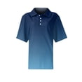 thumbnail image 6 of Women's Waffle Knit Polo Shirt Collared Short Sleeve Button Down Gradient Shirts Soft Breathable Lightweight Casual Summer Tee, 3XL, B05 Blue, 6 of 8