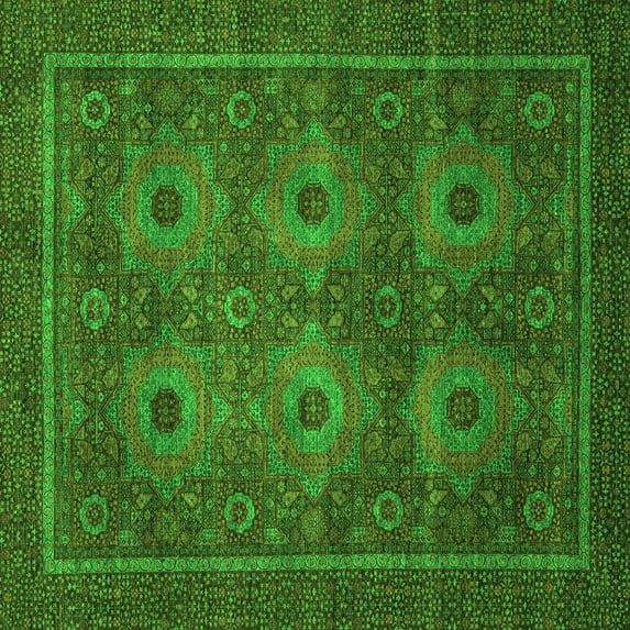 Ahgly Company Indoor Square Abstract Green Modern Area Rugs, 6' Square
