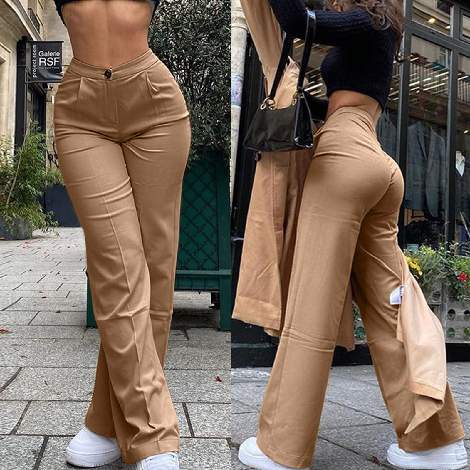 Plus Size S-4XL Long Suit Baggy Pants for Women High Waist Formal Office  Casual Trendy Korean Style Black Khaki Stretchable Straight Cut Loose Slacks  Slocks Trouser | Lazada PH