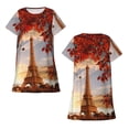 thumbnail image 5 of Salouo Eiffel Tower Print Short Sleeve Sleepshirt for Womens Comfy Nightgown Scoopneck Cute Nightdress Ruffle -Large, 5 of 7