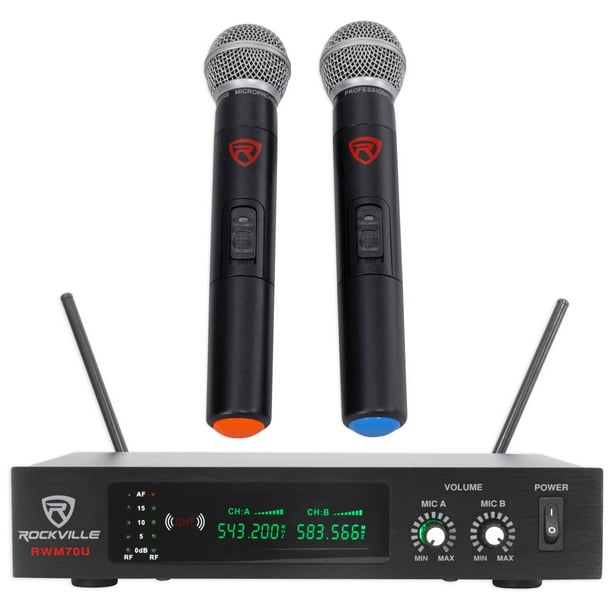 Rockville RWM70U Dual UHF All Metal Handheld Wireless Microphone System
