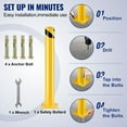thumbnail image 4 of BENTISM Safety Bollard Steel Bollard Post 36"H 4.5"D Yellow Signs Pipe Steel Barrier Yellow Powder Coat Pipe Steel Safety Barrier with 4 Free Anchor Bolts for Traffic-Sensitive Area, 4 of 9