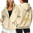 thumbnail image 4 of Christmas Hoodies for Women 2025 Long Sleeve Zip Up Graphic Hooded Sweatshirt with Pockets Holiday Jacket Coat, 4 of 7