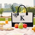 thumbnail image 4 of GFDYREE Personalized Initial Canvas Beach Bag, Monogrammed Gift Tote Bag for Women, 4 of 7