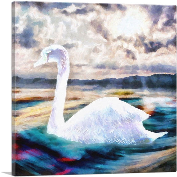 ARTCANVAS Swan Paint Home decor Canvas Art Print - Size: 26" x 26" (1.50" Deep)