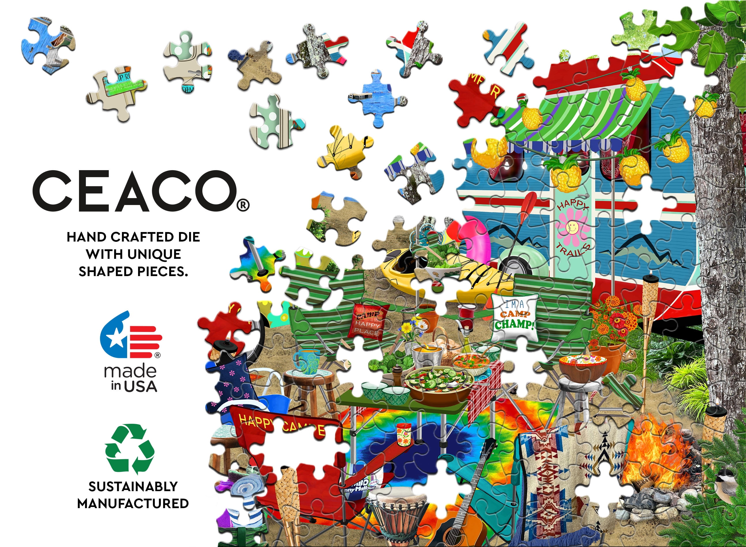 Ceaco Gone Camping (Tracy Flickinger) 500 Piece Interlocking Jigsaw Puzzle