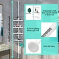 thumbnail image 5 of Shower Caddy Corner, Rustproof ABS Shower Organizer Corner with 32-125 inch Steel Poles, No Drill Shower Shelf, Corner Shower Caddy Tension 4 Shelves, White, 5 of 7