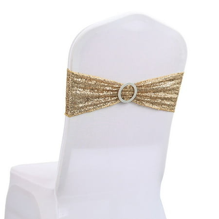 

Leye 10 PCS Spandex Stretch Chair Sashes Bows for Wedding Reception- Sequin Chair Sashes Stretch Chair Bow Tie Universal Elastic Chair Cover Bands with Buckle Slider for Banquet Party Hotel Event