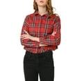 thumbnail image 5 of Allegra K Women's Plaid Shirts Button Down Long Sleeve Pockets Oversized Tunics Blouse, 5 of 6