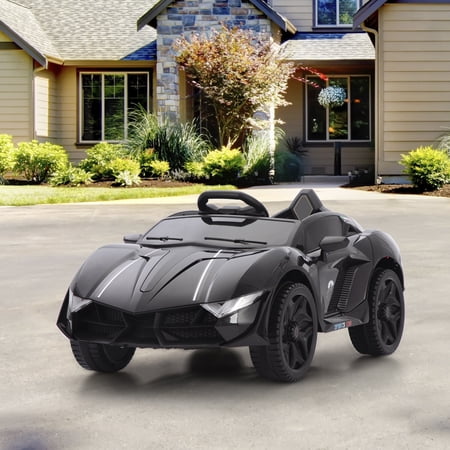 Ride On Kids Truck Car, Segmart 12 Volt Electric 4 Tries Vehicle with Remote Control, 2 Speeds, 2 LED Headlights, Brakes and Gas Pedal, AUX, Black, SS2610
