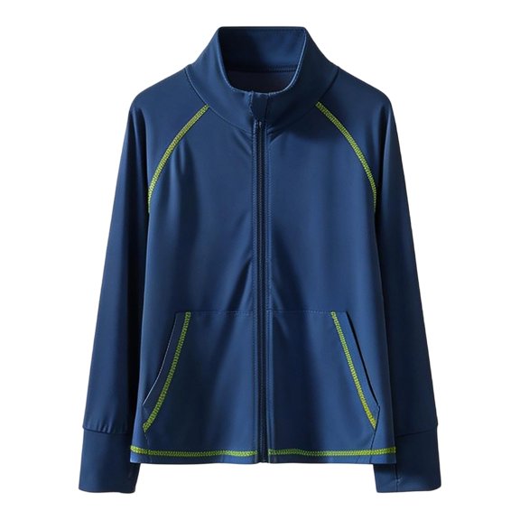 Girls Zip Up Workout Jacket Lightweight Athletic Horse Riding Jackets Cropped Gym Yoga Track Shirts with Thumb Holes