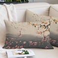 thumbnail image 2 of Chinese Ink Painting Pillow Protectors with Zipper Standard Size, Pink Peach Blossom Branches Soft Brushed Microfiber Breathable Throw Pillow Covers, Pillowcase for Couch Sofa Bedroom 20"x26", 2 of 9