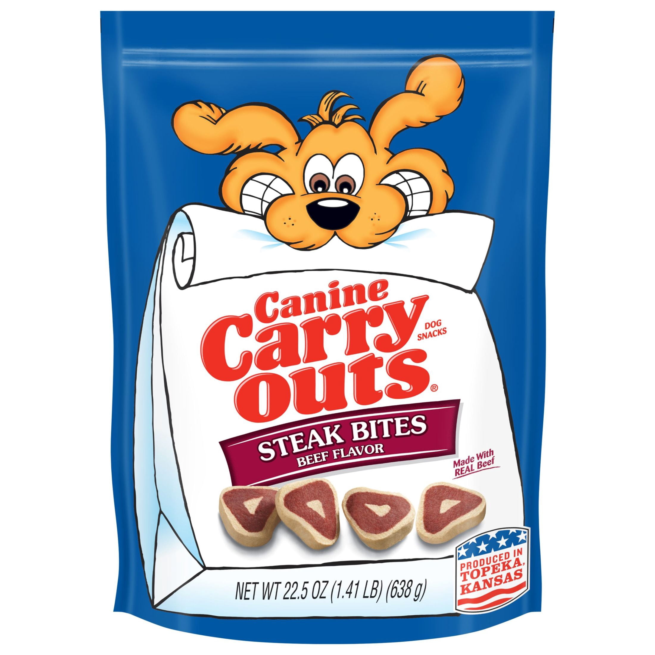 (2 pack) Canine Carry Outs Steak Bites Beef Flavor Dog Treats, 22.5oz Bag