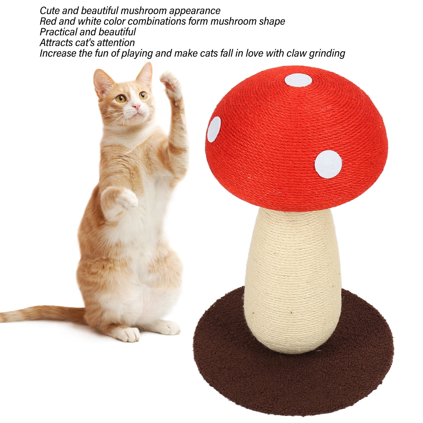 Riousery Mushroom Shaped Cat Scratch Pad Paw Grinding Soft Skin Friendly Sisal Interactive Cute Cat Scratching Post for Kitten 16.54 in / 42 cm
