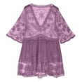 thumbnail image 4 of Oplxuo Women's Contrast Lace Bathing Suit Cover Up V-Neck Swimsuit Coverups Loose Swimwear Beach Dress Beachwear, 4 of 7