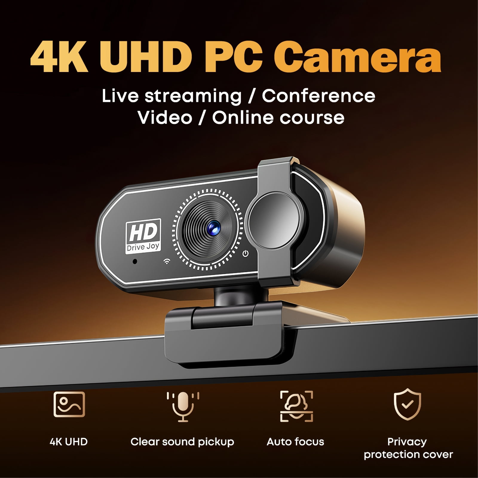 RONY HD PC Webcam with PDAF Autofocus, 120° FOV & Built-in Microphones, Plug & Play USB Webcam with Auto Light Correction for Conference Video Call Meeting Live Stream, Black