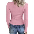 thumbnail image 6 of Qwertyu Women's Long Sleeve Shirts Stretch Square Neck Ribbed Slim Fitted Casual Basic Tops Tee Pink 3XL, 6 of 7