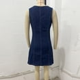 thumbnail image 4 of Dvprdro Womens Casual Summer Mini Denim Dress Crewneck Sleeveless Button Front Pocket Shift A Line Dress Solid, 4 of 7