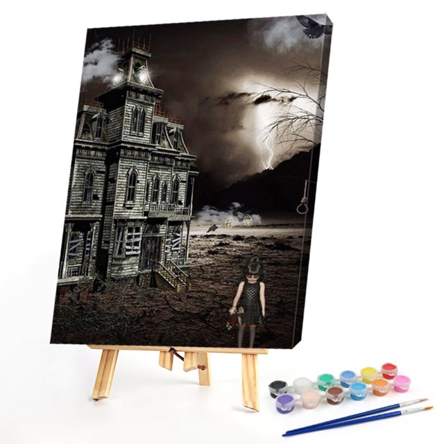 Cuadros Decorativos Kit de dibujo para colorear de película de terror, pintura al óleo DIY por números, imagen acrílica, regalo Tmvgtek embutido en tela