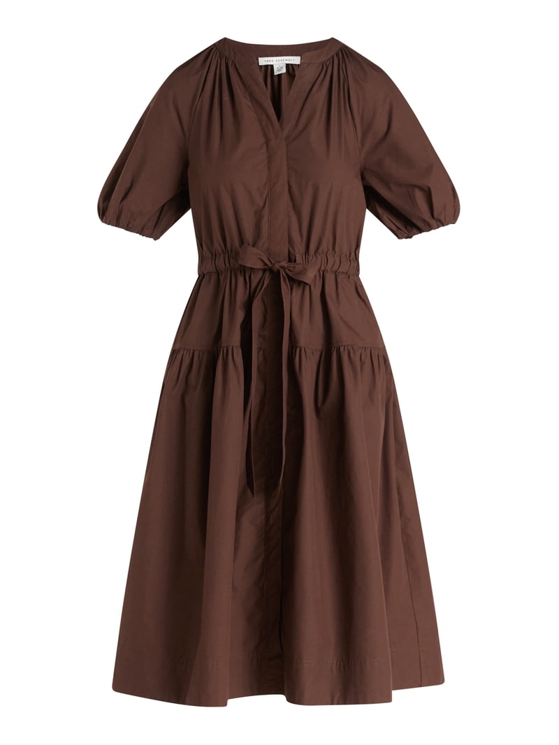 Free Assembly Women's and Women's Plus Cotton Midi Dress with Puff Sleeves,  Sizes XS-4X - Walmart.com