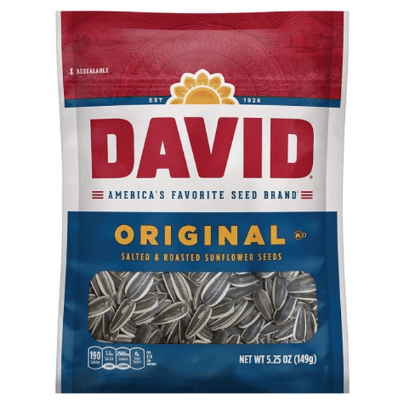 DAVID Seeds ORIGINALSunflower Seeds, Keto Friendly Snack, 5.25 Ounce Bags, (BOX OF 12) DELICIOUS READY TO EAT