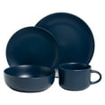 thumbnail image 2 of 10 Strawberry Street Wazee Matte 16 Piece Coupe Dinnerware Set, Midnight Blue, 2 of 9