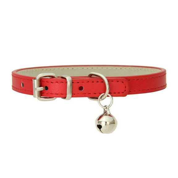 DESIGNICE Cat Collar Soft Pu Leather Design Cat Collar with Bells Stylish for Small Pets Small Dog Collar,Red
