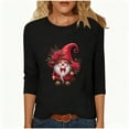 thumbnail image 2 of mihongmao Valentine Shirts for Women Loose Women's Printed Quarter Sleeved T-shirt Top Long Sleeved Round Neck Top/shirt Black S, 2 of 7