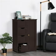Alden Design Wooden Bathroom Storage Cabinet with 4 Drawers & Cupboard, Espresso