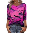 thumbnail image 4 of Trgacdwlo Womens Halloween Shirts Funny Pumpkin Ghost Shirts for Women 3/4 Sleeve Funny Ghost Graphic Festival Fall Women's Tunics, 4 of 7