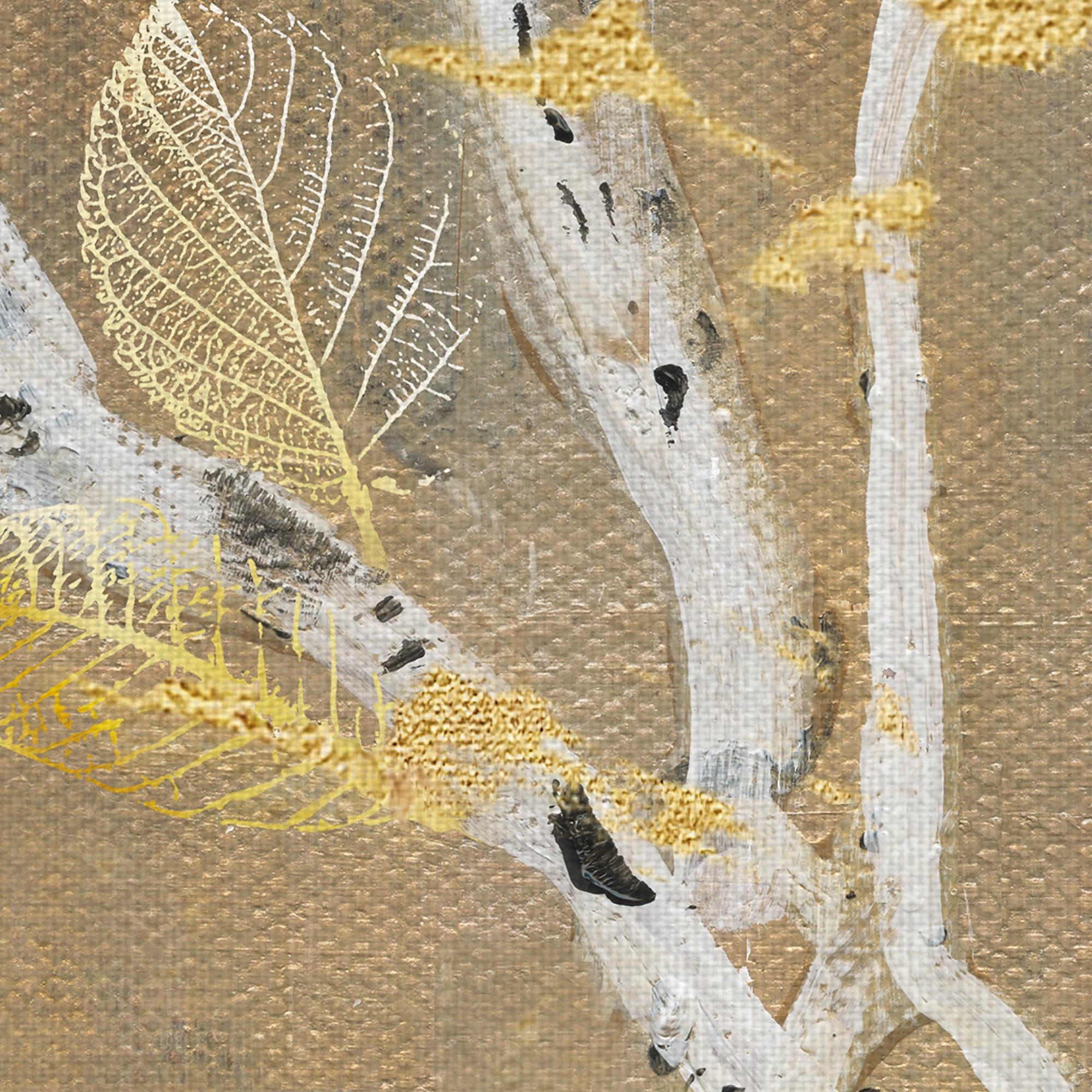 Masterpiece Art Gallery Birch Wood III Golden Leaves By Susan Jill Canvas Art Print 35" x 35"