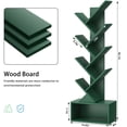 thumbnail image 2 of 8-Tier Zigzag Tree Bookshelf with Open Storage Base, Space-Saving Vertical Bookcase, Dark Green, 2 of 9