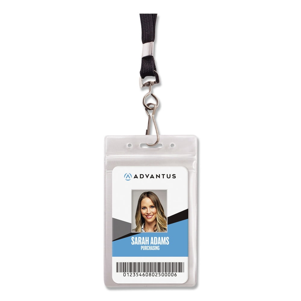 Advantus 91131 3.68 in. x 5 in. Vertical Resealable Badge Holders Combo Pack with 36 in. Lanyard (20/Pack)