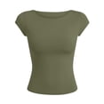 thumbnail image 4 of WERYOUNG Women's T Shirts Casual Crew Neck Short Sleeve Tee Everyday Wear Solid Color T-Shirts Trendy Top L, 4 of 4