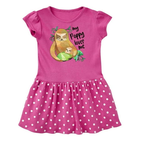 

Inktastic My Poppy Loves Me- Cute Sloth and Baby Gift Toddler Girl Dress