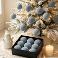thumbnail image 4 of Flocked Christmas Ball Ornaments Set of 9, Large Textured Velvet Baubles for Christmas Tree, Matte Holiday Decorations for Tree and Garland - Gray, 4 of 8