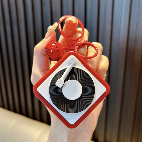 Creative record player keychain creative fun gift portable music box phonograph pendant