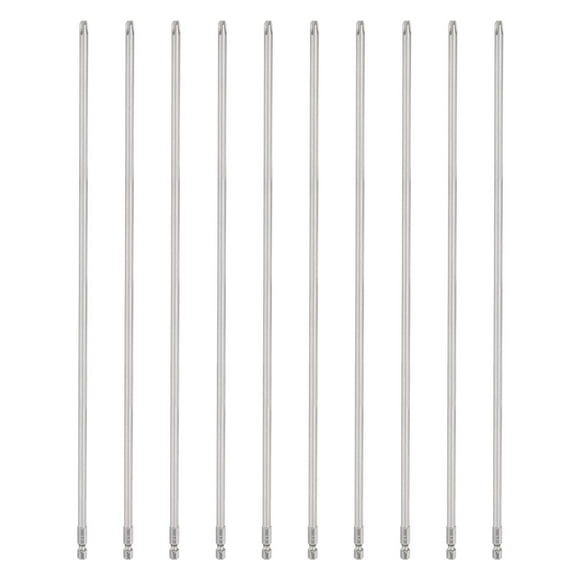 Uxcell 10pcs #3 Phillips Screwdriver Bit PH3 1/4" Hex Shank 14.6" (370mm) Long 0.24" Rod Magnetic Cross Head Drill Bits S2 Steel Industrial Screw Driver Bit for Electric Power Tools, Gray