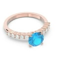 thumbnail image 3 of 2.25 Carat Round Cut Natural Diamond (F-G/VS1) & Blue Topaz Gemstone Stylish Engagement Ring for Women Solid 18K Rose Gold Size 11 by Diamond-Capitals, 3 of 7