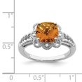 thumbnail image 5 of Auriga Fine Jewelry 925 Sterling Silver Rhodium Checker-Cut Whiskey Quartz & Diamond Ring for Women Size- 7, 5 of 6