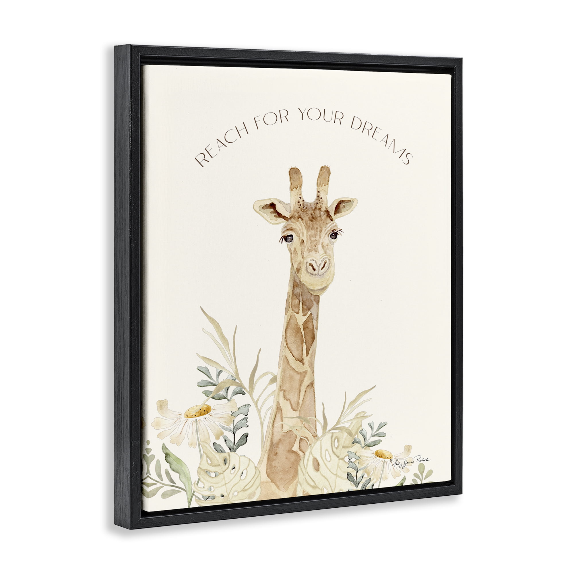 Stupell Industries Reach For Your Dreams Animals & Insects Painting Black Floater Framed Art Print Wall Art, 25 x 31