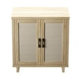 thumbnail image 5 of Twin Star Home Coastal 2-Door Accent Cabinet with Linen-Style Accents in Bishop Oak, 5 of 11