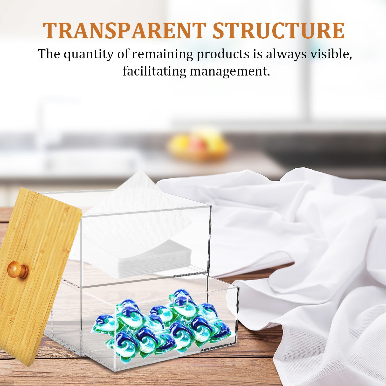 FOMIYES Acrylic Dryer Sheet Holder with Transparent Drawer Storage Organizer, 1 Set for Laundry Room Convenience
