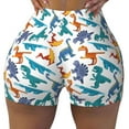 thumbnail image 2 of Picia Block Dinosaur Printed Workout Shorts for Women Seamless Scrunch Butt Lifting High Waisted Yoga Gym Booty Running Moisture-wicking Short Pants-Small, 2 of 9