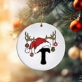 thumbnail image 6 of Black 26 Letter Christmas Tree Hanging Pendant with Reindeer Antler Decorative Balls Santa Hat 3.15" White Acrylic Discs Alphabet Keepsake for Holiday Xmas Winter Decor, 6 of 9