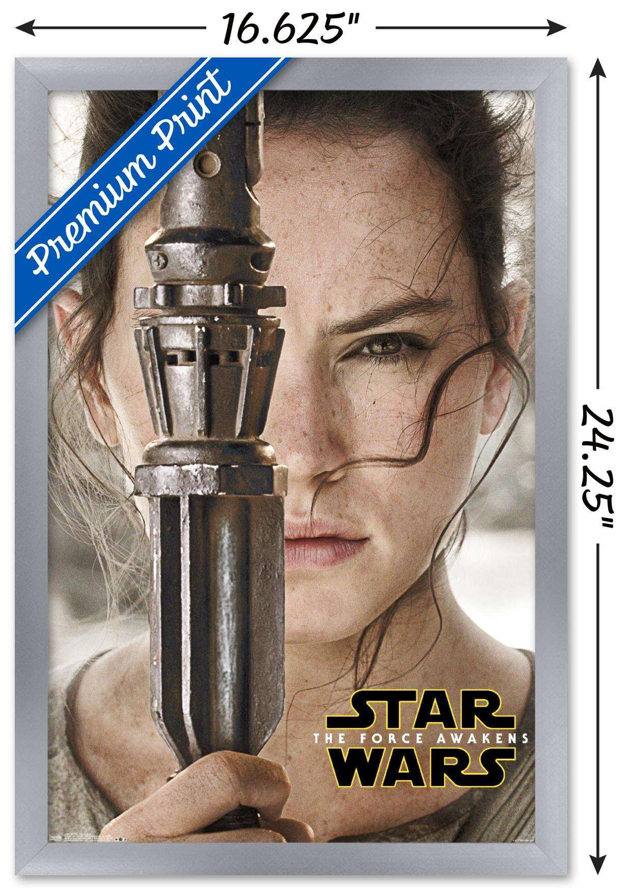 Star Wars: The Force Awakens - Rey Portrait Wall Poster, 14.725" x 22.375", Framed