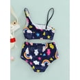 thumbnail image 4 of Cute Kids Baby Girls Beachwear Rainbow 2 Pieces Swimsuits Summer Straps Crop Tops with Swim Shorts Bathing Suit, 4 of 9