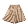 thumbnail image 3 of B91xZ Shorts de Randonnée pour Femmes Shorts Extensibles Taille Haute avec Poches, Kaki, 3 of 3