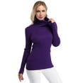 thumbnail image 4 of HA-EMORE Women's High Neck Long Sleeve Elastic Knitted Slim Fit Pullover Sweater Top Purple XL, 4 of 7